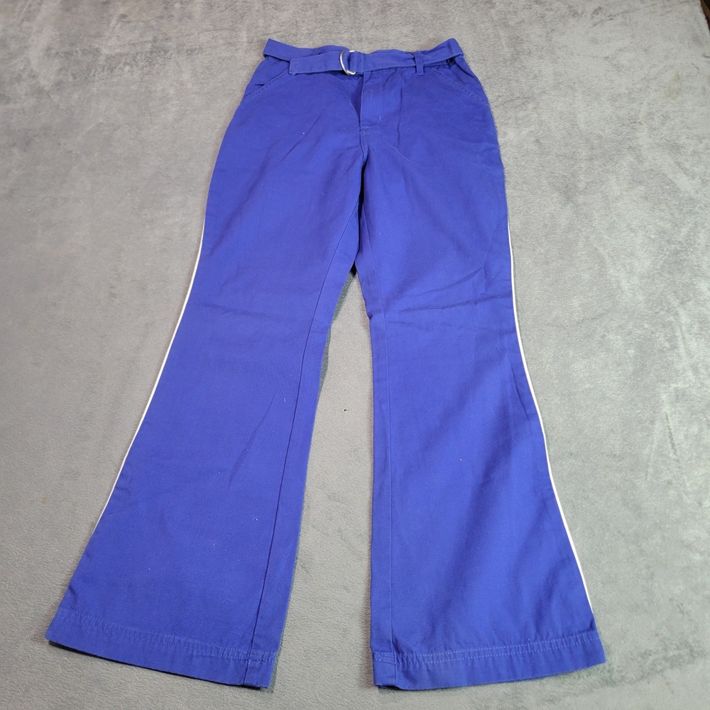 Cherokee Pants Women 12 Blue Flare Leg Side Stripe Cotton Belted Y2K Retro 11935